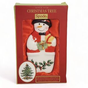 New in Box Spode Christmas Tree Mr Snowman Ornament Holiday Ceramic Ivy